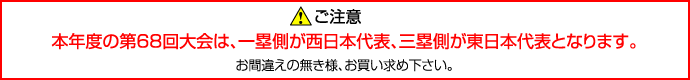 ご注意：今年から東日本代表、西日本代表が一年ごとに一塁、三塁側スタンドを交互に使用する事となりました。本年度の第67回大会は一塁側が東日本代表、三塁側が西日本代表となります。お間違えの無き様、お買い求め下さい。